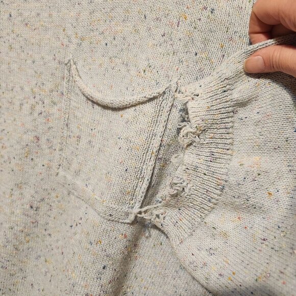 Evelyn Blue Womens Size Med Speckled Knit Sweater Distressed Hem Split Seam Blue - Picture 3 of 10